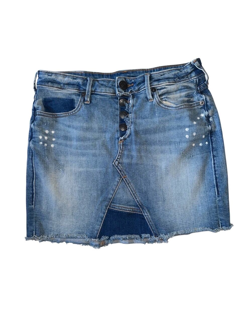 True Religion Skirt Mid Rise Exposed Buttonfly Size- W27 Blue